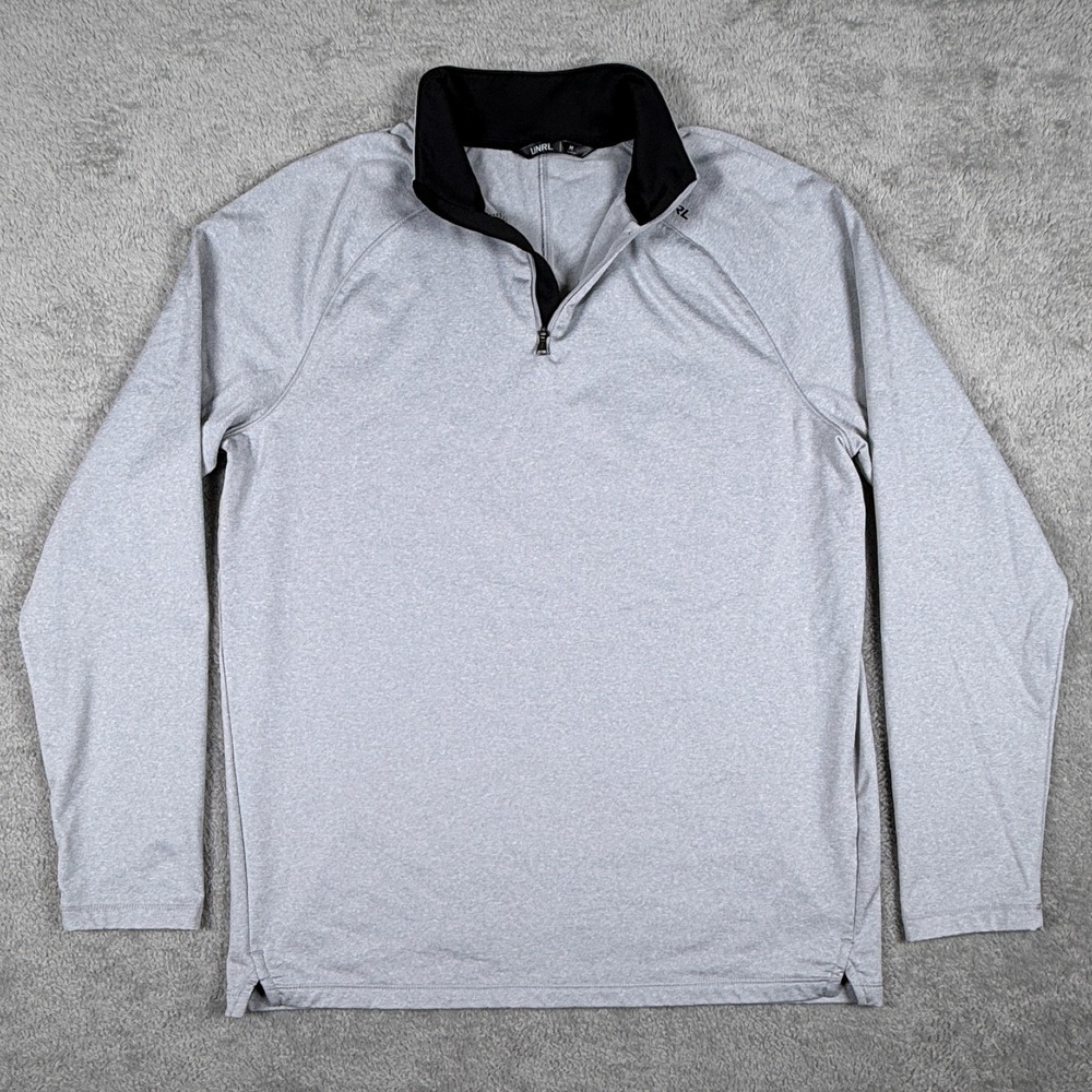UNRL Highlands Pullover Mens Medium Gray 1/4 Zip Performance Athletic Sweater